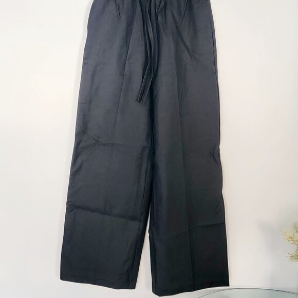 NWT Zara Waxed Effect Coated Wide Leg Pull On Elastic Waist Women's Pants XS - Picture 5 of 11